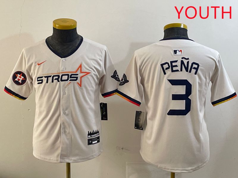 Youth Houston Astros 3 Pena Cream Three generations Joint Name 2025 Nike MLB Jersey style 4114